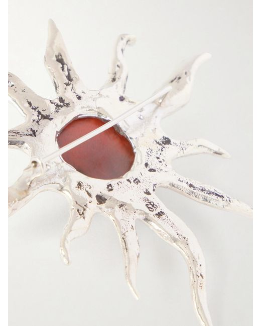 Sophie Buhai White Ra And Carnelian Brooch