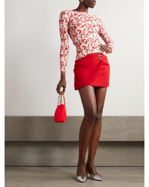 Haut En Soie Mélangée À Mailles Gaufrées Et À Imprimé Fleuri Luke BERNADETTE en coloris Red