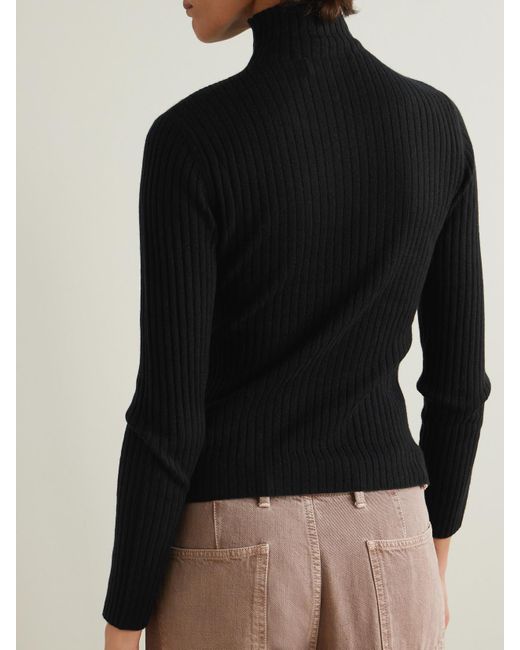 arch4 Black Ariana Ribbed Turtleneck Cashmere Sweater