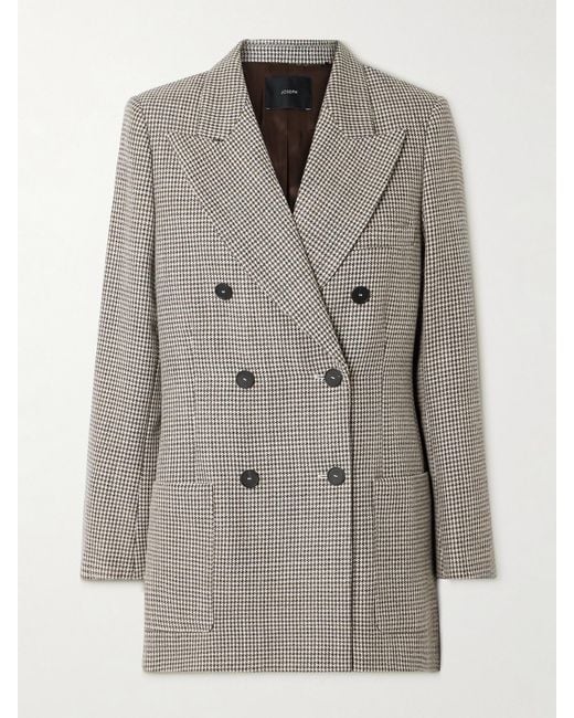 Joseph Gray Leandre Double-Breasted Houndstooth Wool-Blend Blazer