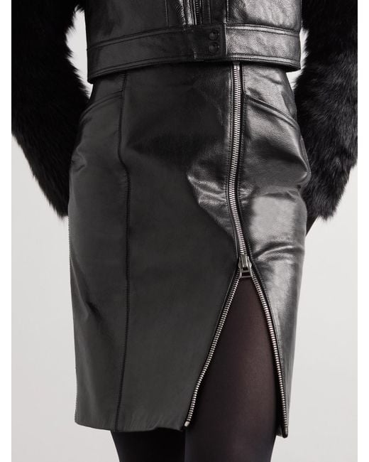 Tom Ford Black Paneled Leather Mini Skirt