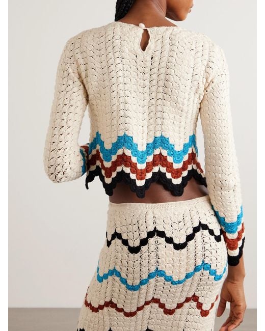 Escvdo White Safi Scalloped Crocheted Cotton Top