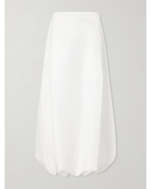 Tibi White Jalousie Shell Midi Skirt