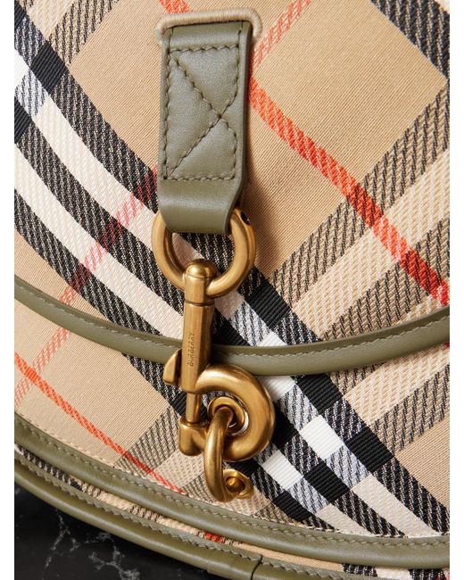 Burberry Black Kleine Schultertasche Aus Kariertem Canvas Mit Lederbesätzen