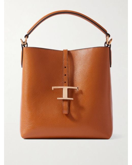 Sac À Main En Cuir Texturé T Timeless Tod's en coloris Brown