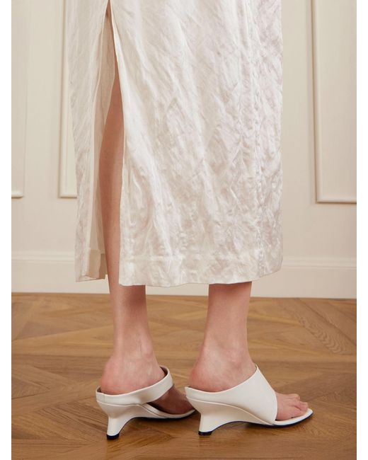Khaite White Marlow Leather Wedge Mules