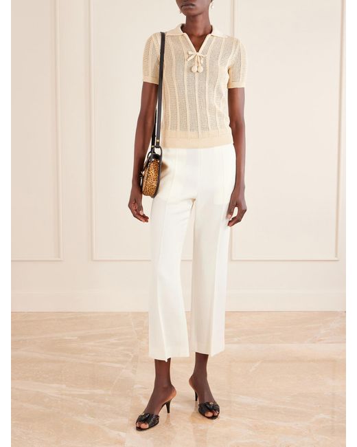 Valentino Garavani Natural Pointelle-Knit Cotton Polo Shirt