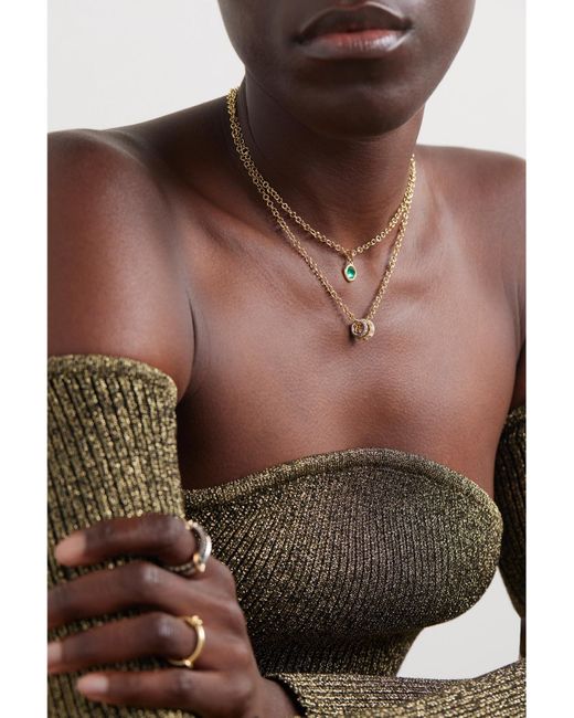Spinelli Kilcollin Natural Gravity Kette Aus 18 Karat Gelb- Und Weißgold Mit Diamanten