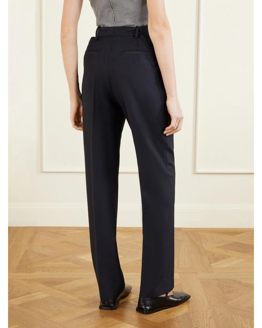 Jil Sander Blue Cut-Out Grain De Poudre Wool And Mohair-Blend Straight-Leg Pants