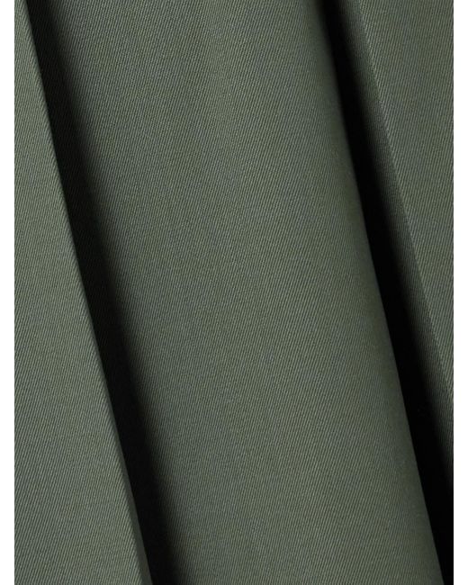 Patou Green Belted Pleated Stretch-Wool Twill Midi Skirt