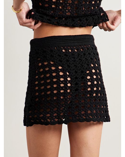 Suzie Kondi Black Crete Open-Knit Cotton Mini Skirt