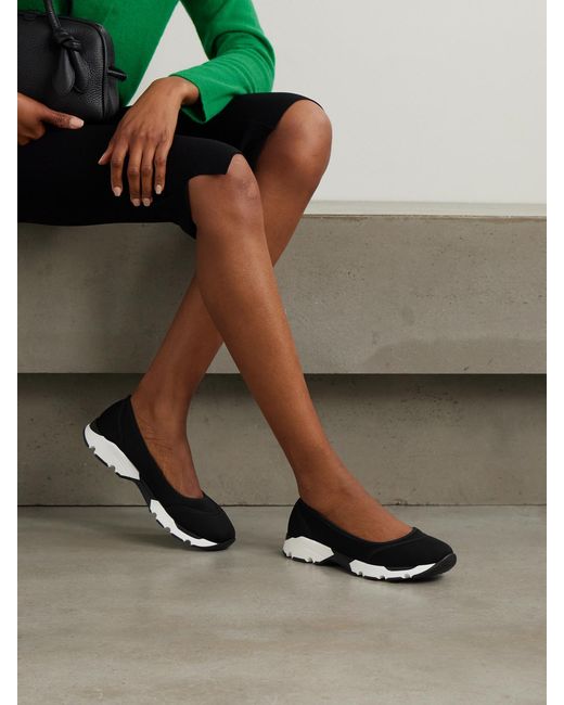 Staud White Gino Paneled Neoprene Ballet Flats