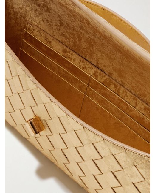 Bottega Veneta Natural Andiamo Long Intrecciato Metallic Leather Clutch