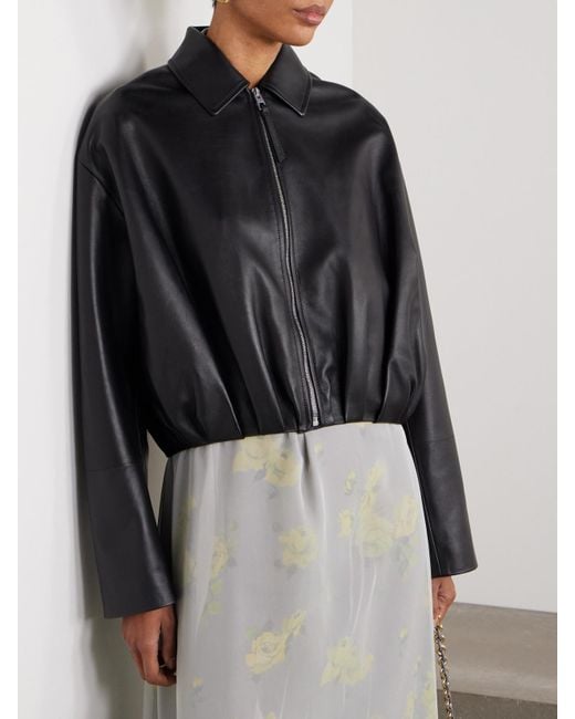 Loewe Black Gathered Leather Jacket