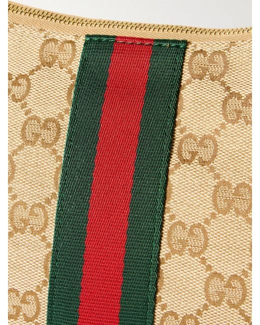 Gucci Natural Lunetta Leather-Trimmed Canvas-Jacquard Shoulder Bag