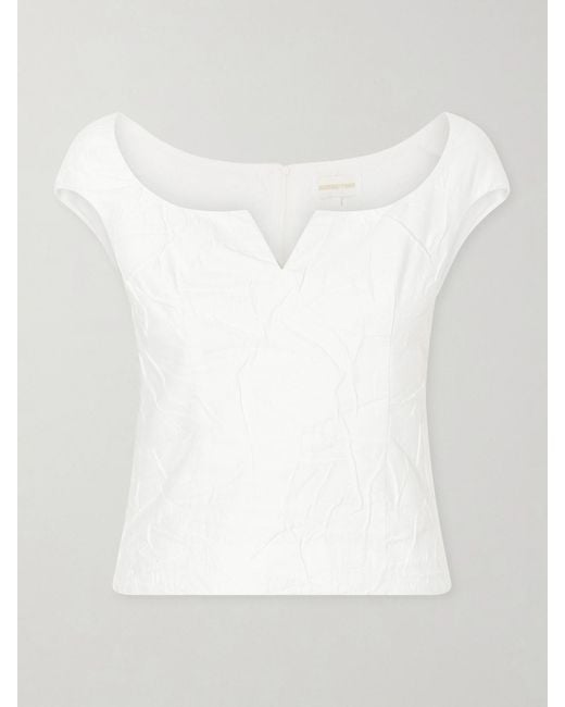 ShuShu/Tong White Crinkled Cotton-Blend Top