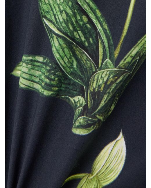 Oscar de la Renta Blue Asymmetrisches Hemd Aus Popeline Aus Einer Baumwollmischung Mit Blumenprint