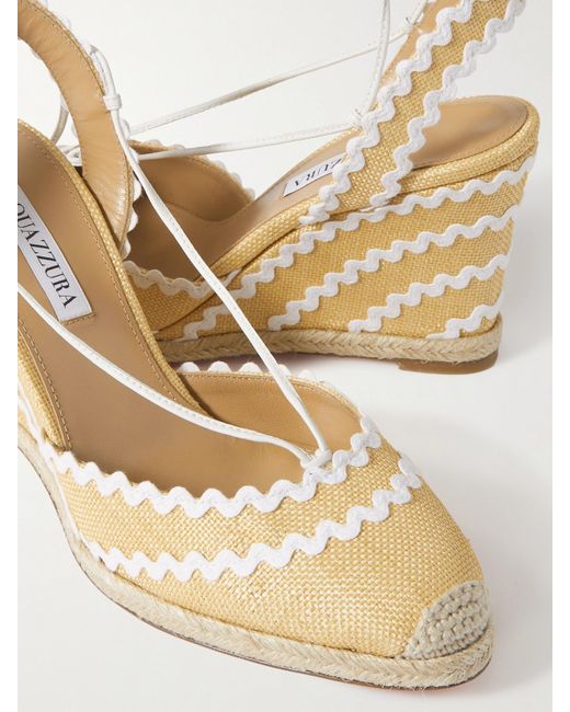 Aquazzura Natural Ric Rac 85 Raffia Wedge Espadrilles