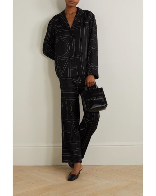 Totême Black Embroidered Silk-Twill Shirt