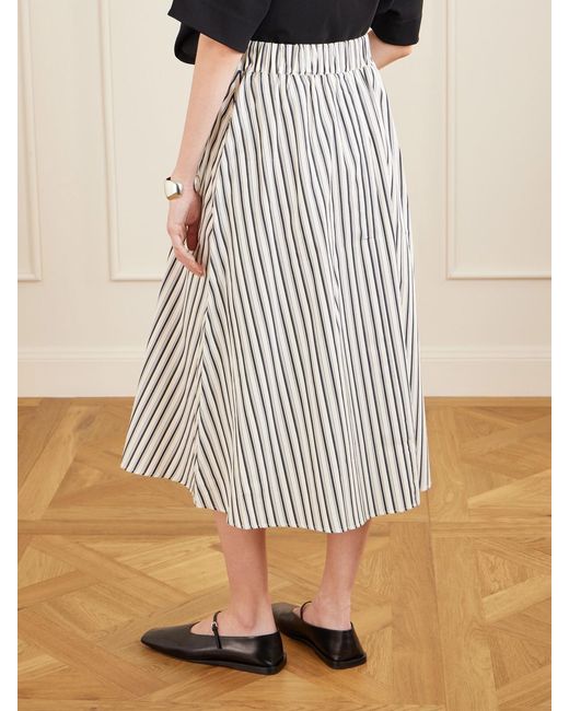 Maria McManus White Striped Organic Cotton-Poplin Midi Skirt
