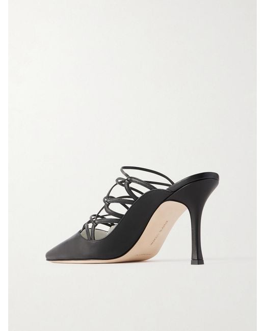 Manolo Blahnik Black Netas 90 Leather Mules