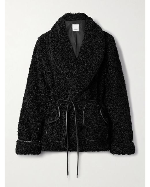 Jonathan Simkhai Black Kima Jacke Aus Fleece Mit Bindegürtel