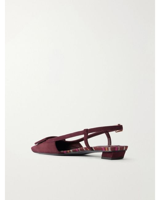 Roger Vivier Red 25 Suede Slingback Ballet Flats