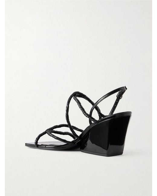 Proenza Schouler Black Twist Slant Leather Wedge Sandals