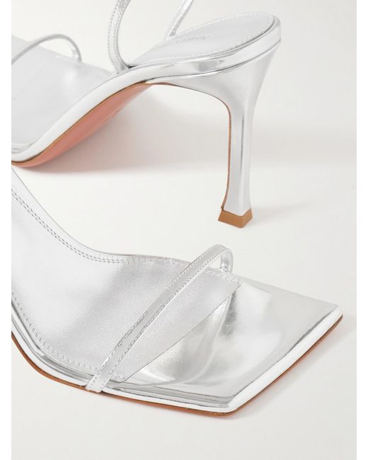 AMINA MUADDI Natural Maya Mirrored-Leather Sandals