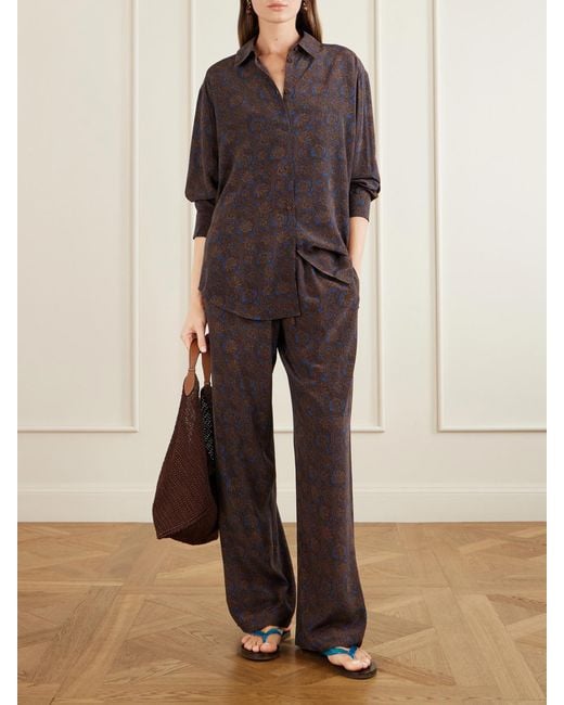 Matteau Purple Printed Silk-Crepe De Chine Shirt
