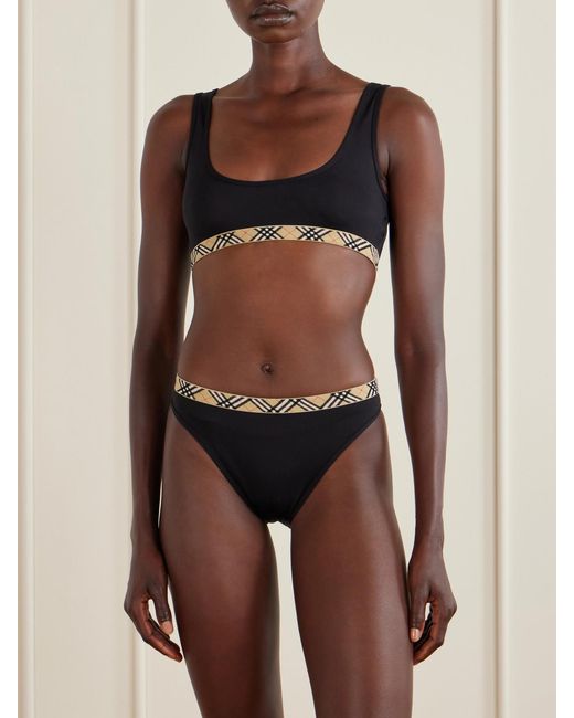 Burberry Blue Samphire Checked Bikini Top