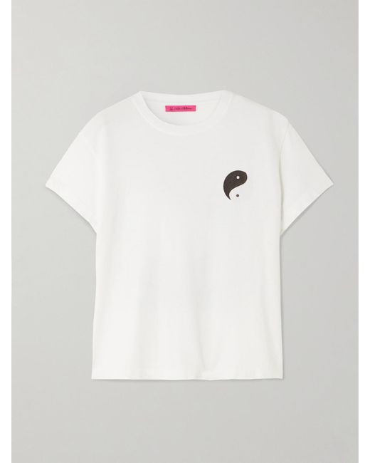 The Elder Statesman White Printed Cotton And Cashmere-Blend Jersey T-Shirt