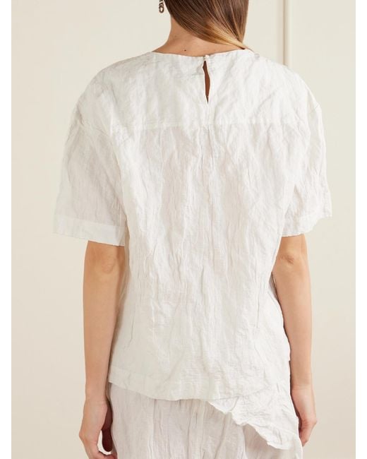 Proenza Schouler White Hansly Crinkled-Twill T-Shirt