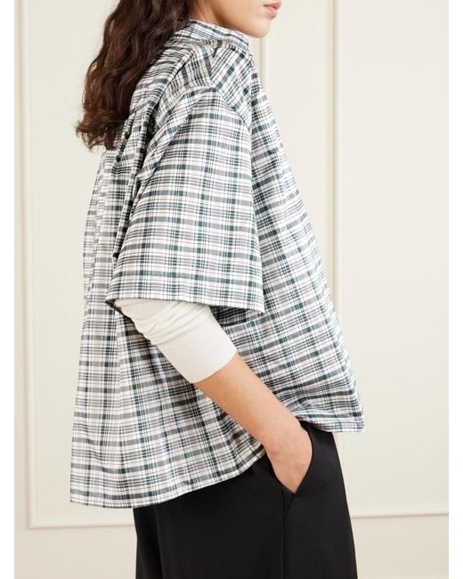 Jil Sander Blue Verkürztes Hemd Aus Einer Seidenmischung Mit Karomuster