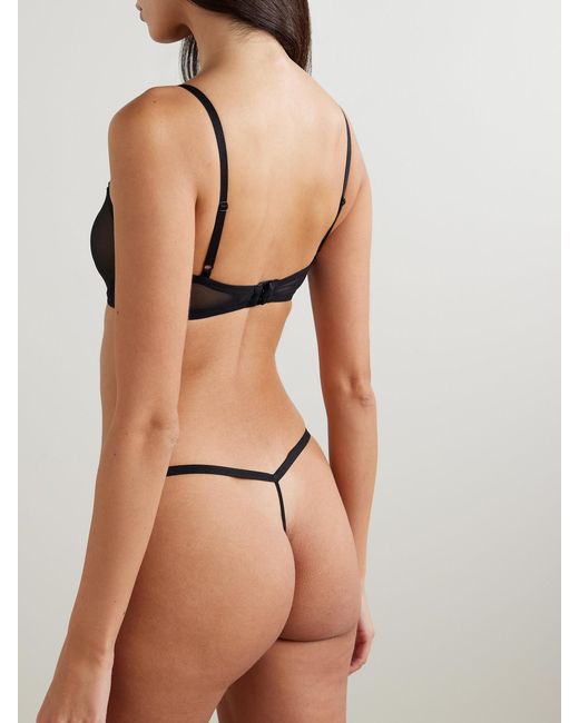 Kiki de Montparnasse Black Brienne Cutout Mesh Underwired Balconette Bra