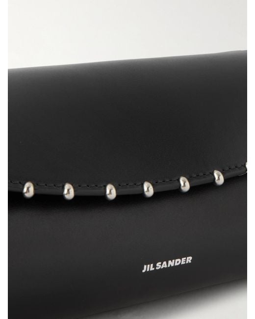Jil Sander Black Cannolo Kleine Schultertasche Aus Leder Mit Verzierung