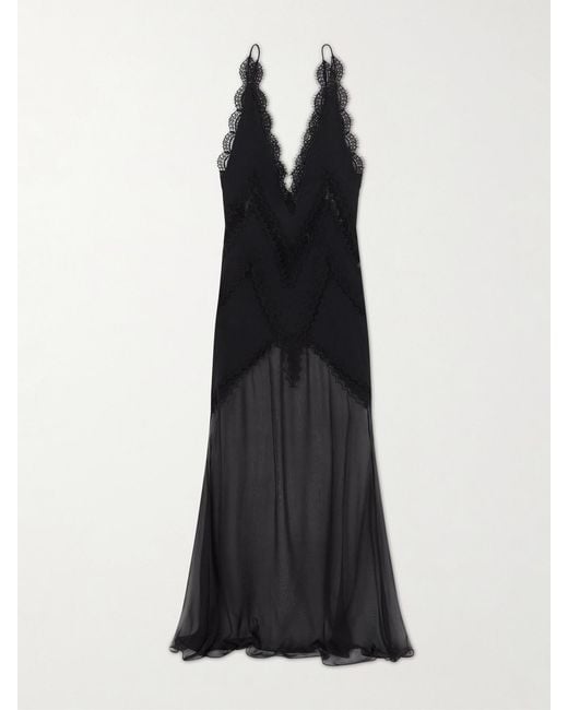 Tom Ford Black Enverse Lace-Trimmed Satin Maxi Dress