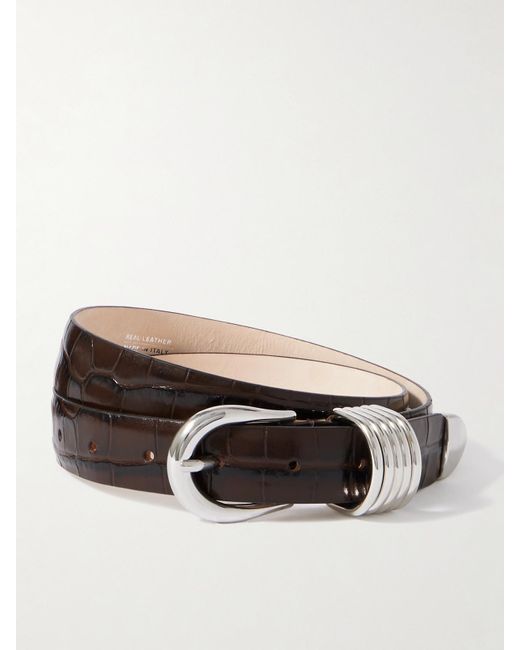 DEHANCHE Brown Hollyhock Croc-Effect Leather Belt