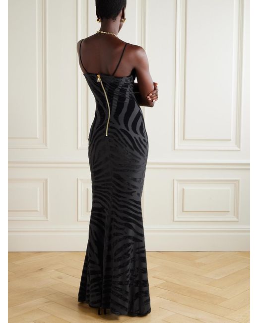Balmain Black Devoré-Velvet Gown