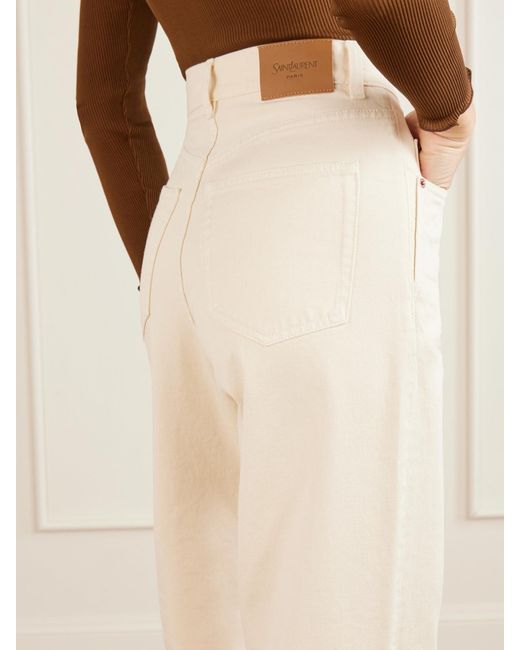 Saint Laurent White High-Rise Wide-Leg Jeans