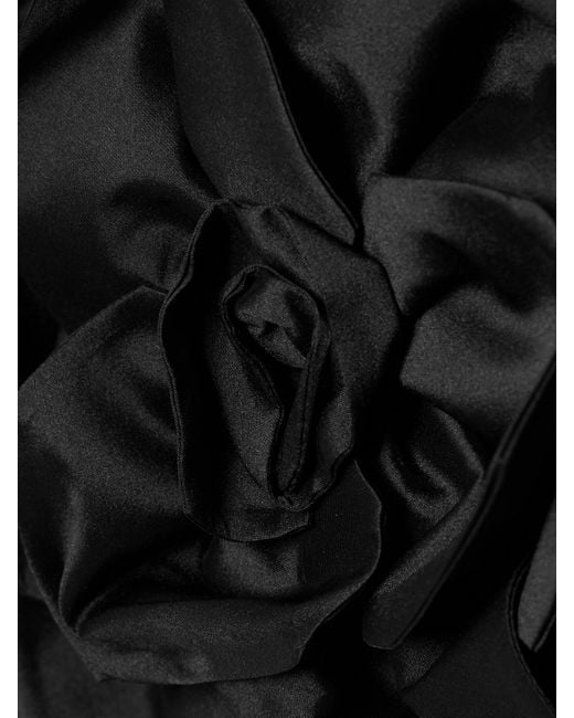 Robe Midi Épaules Nues En Lin Mélangé À Appliqués Etta Aje. en coloris Black