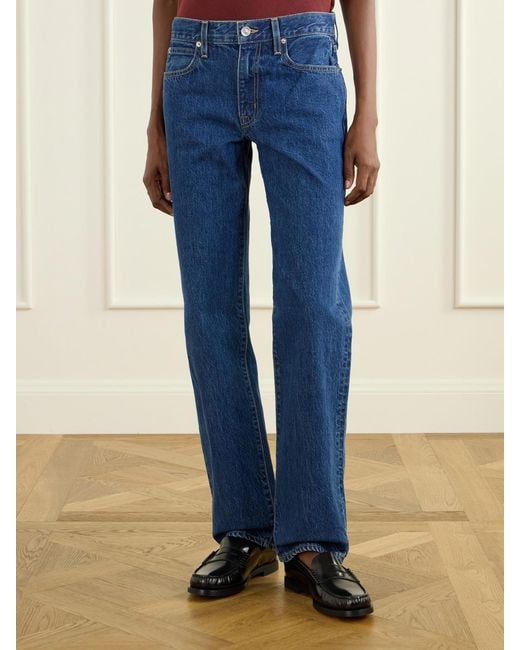 SLVRLAKE Denim Blue Chloe Low-Rise Straight-Leg Jeans