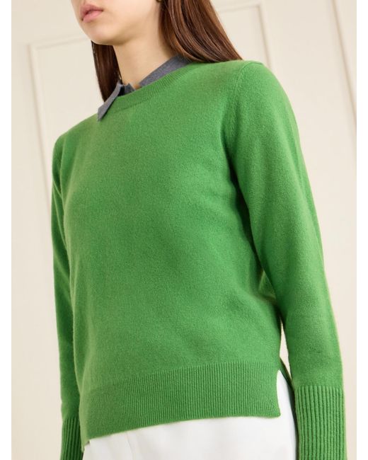 La Ligne Green Solid Lean Lines Cashmere Sweater