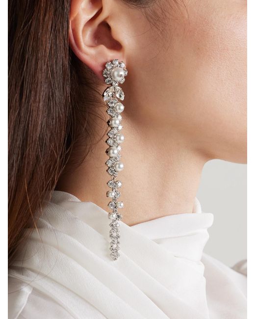 Simone Rocha White Drip-Tone Crystal And Pearl-Like Earrings