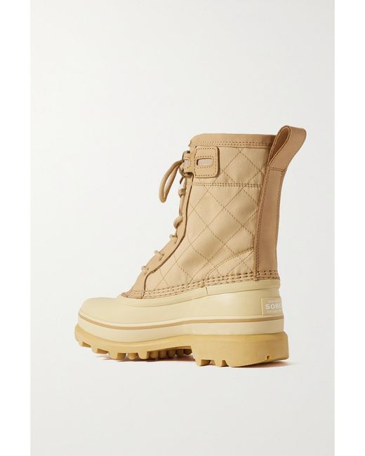 Sorel Natural Caribou Royal Waterproof Leather-Trimmed Canvas And Rubber Ankle Boots