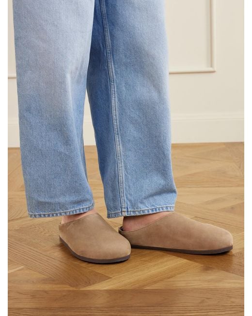 Studio Nicholson White Wearing Suede Slip-Ons