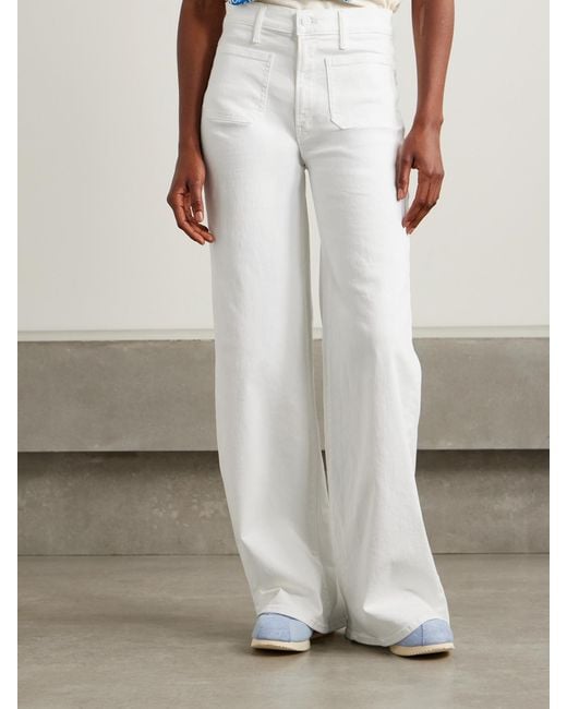Mother White The Patch Pocket Undercover Sneak High-Rise Wide-Leg Jeans