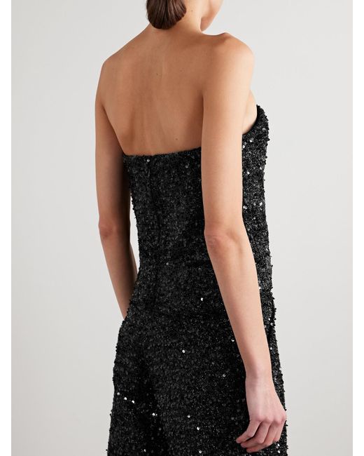 Isabel Marant Black Aviana Strapless Sequined Metallic Tulle Top