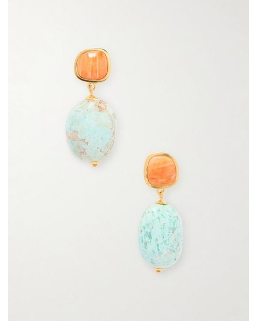 Lizzie Fortunato White Citrus Splash-Plated, Shell And Earrings