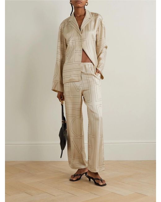 Totême Natural Embroidered Silk-Twill Shirt